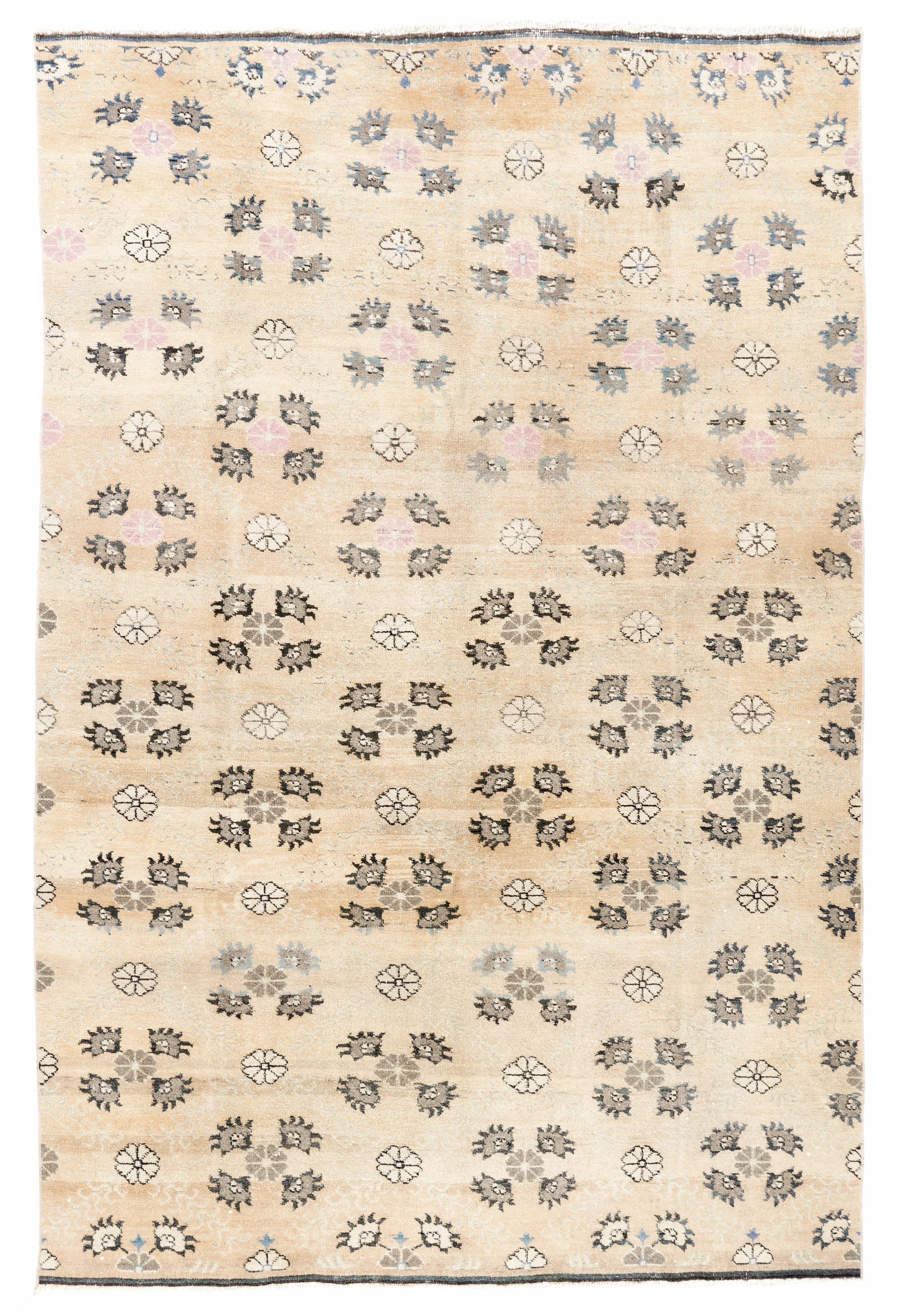 6x9 Ft Unico nel suo genere Tappeto turco vintage fatto a mano con design floreale