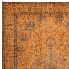 Alfombra Naranja 6x9 Pies para Interiores Modernos, Anudada a Mano en Turquía