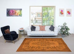 6x9 Ft Orange Handmade Area Rug from Turkey. Decorative Medallion Design Rug