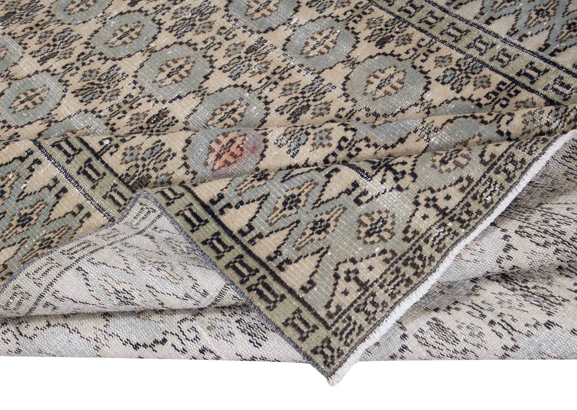 6x9 Ft handgefertigter Anatolischer Oushak-Teppich im Vintage-Stil für Landhaus- und Rustikales Dekor (Türkisch) im Angebot