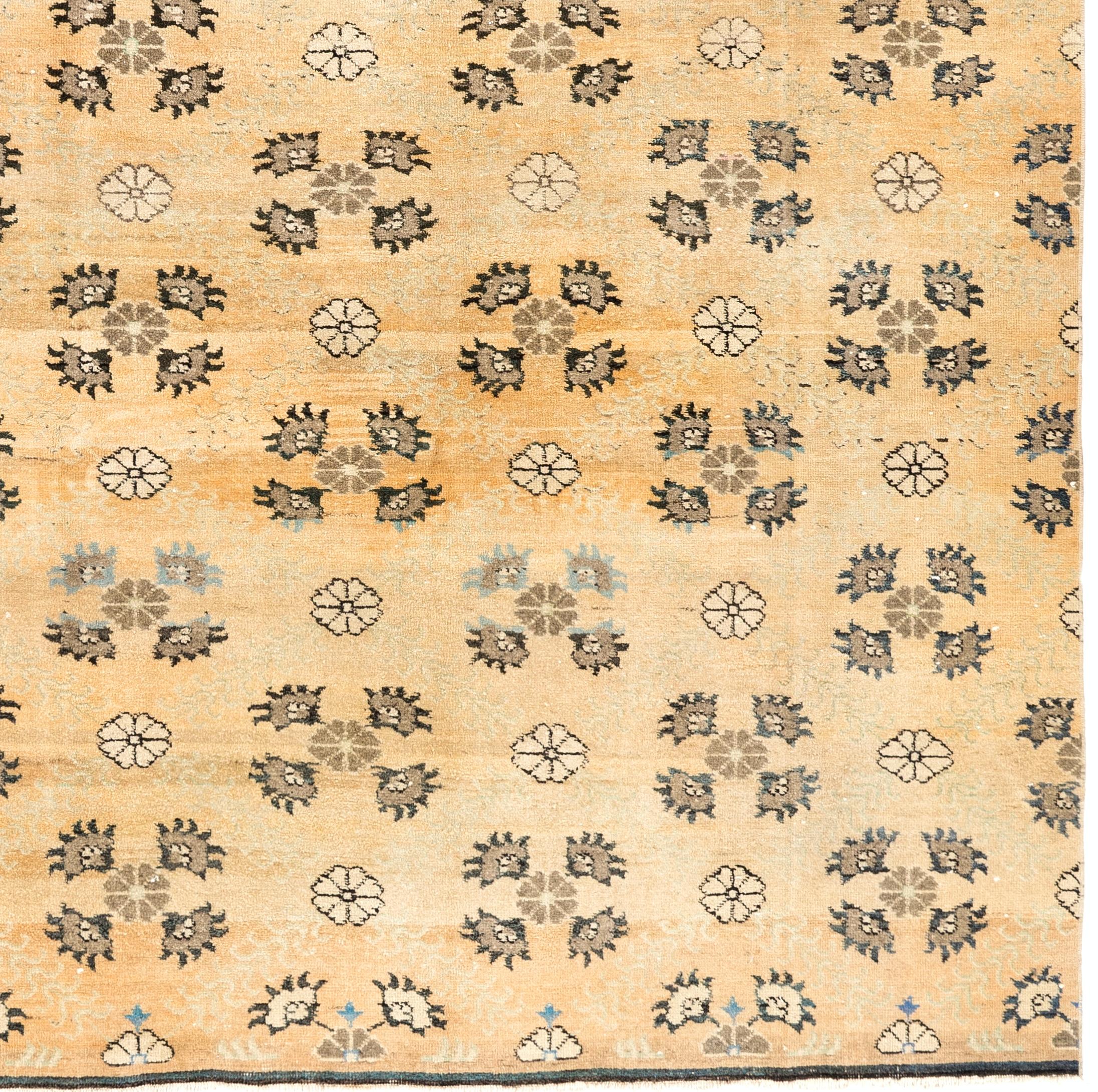 Hand-Knotted Vintage Handmade Floral Rug. Soft Rust, Orange, Salmon and Pink Colors For Sale