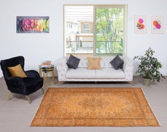6x9 Ft Vintage handgefertigt türkischen Bereich Teppich Redyed in Orange für moderne Interieurs