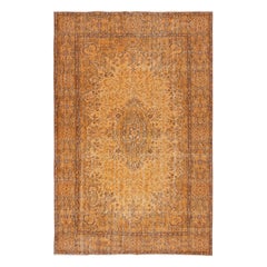 Tappeto vintage per l
area turca fatto a mano 6x9 Ft tinto di arancione per interni moderni