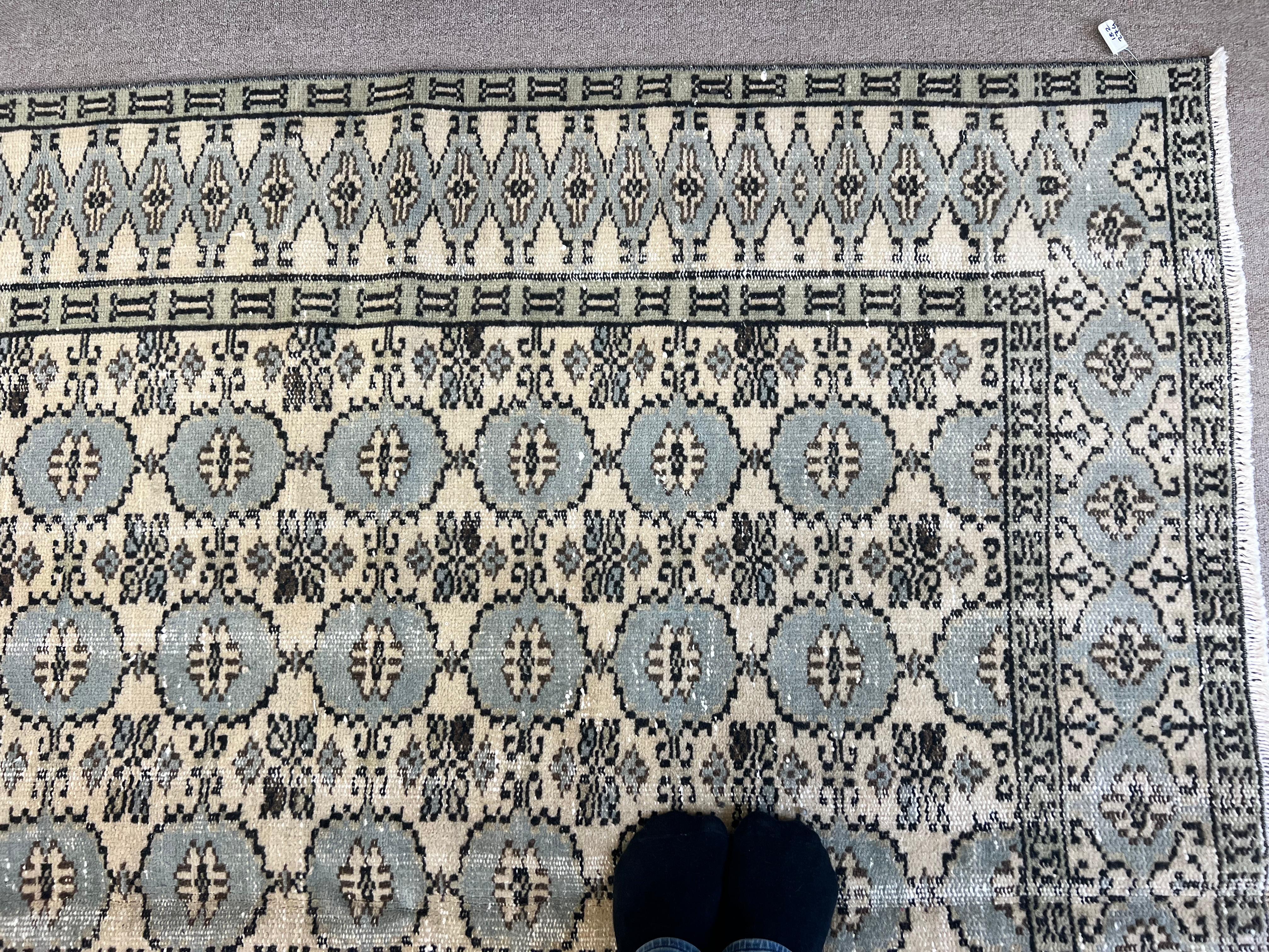 Tappeto Oushak turco vintage fatto a mano 6x9 Ft per la casa di campagna e l'arredamento rustico in vendita 6