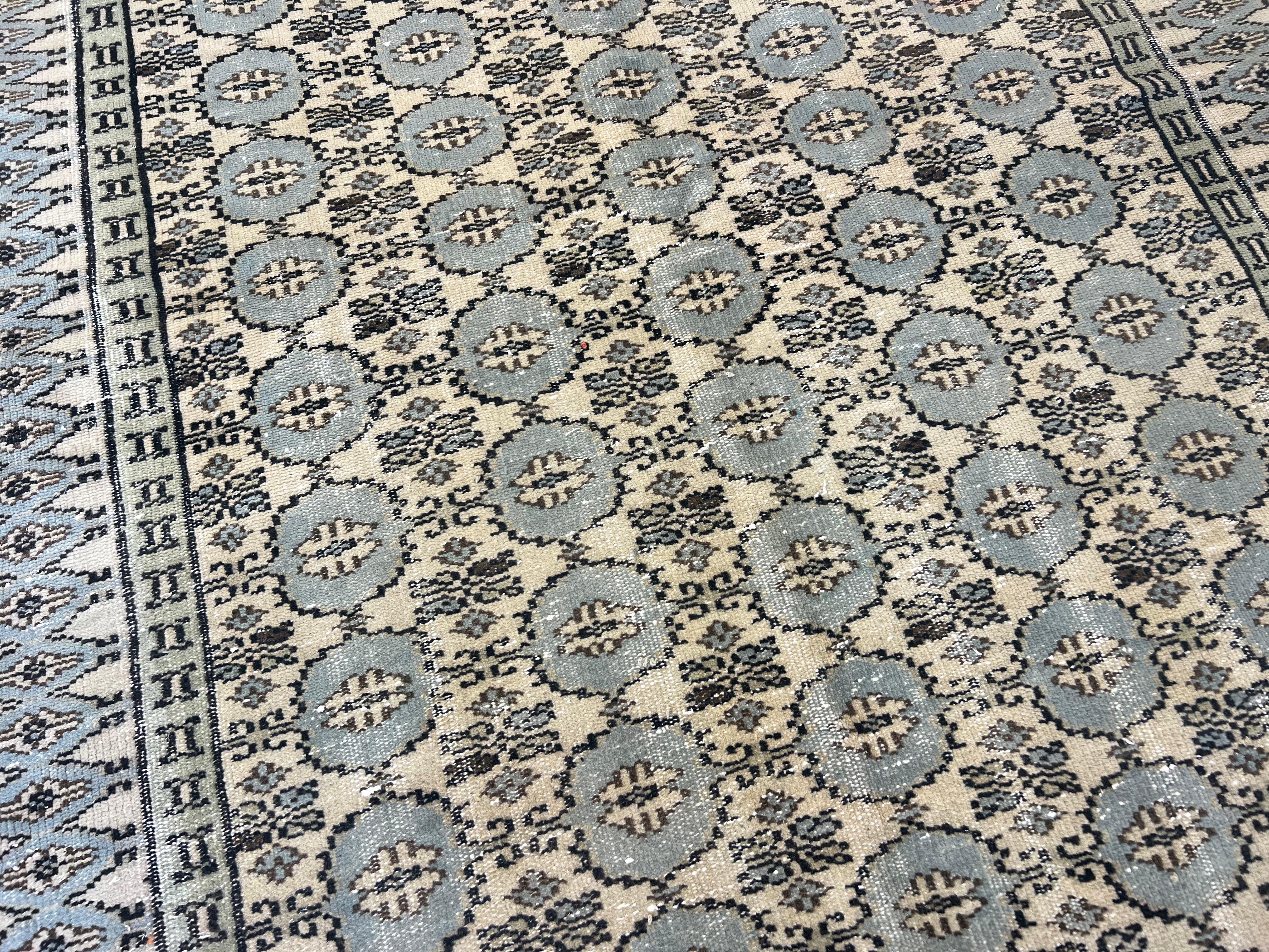 Tappeto Oushak turco vintage fatto a mano 6x9 Ft per la casa di campagna e l'arredamento rustico in vendita 7