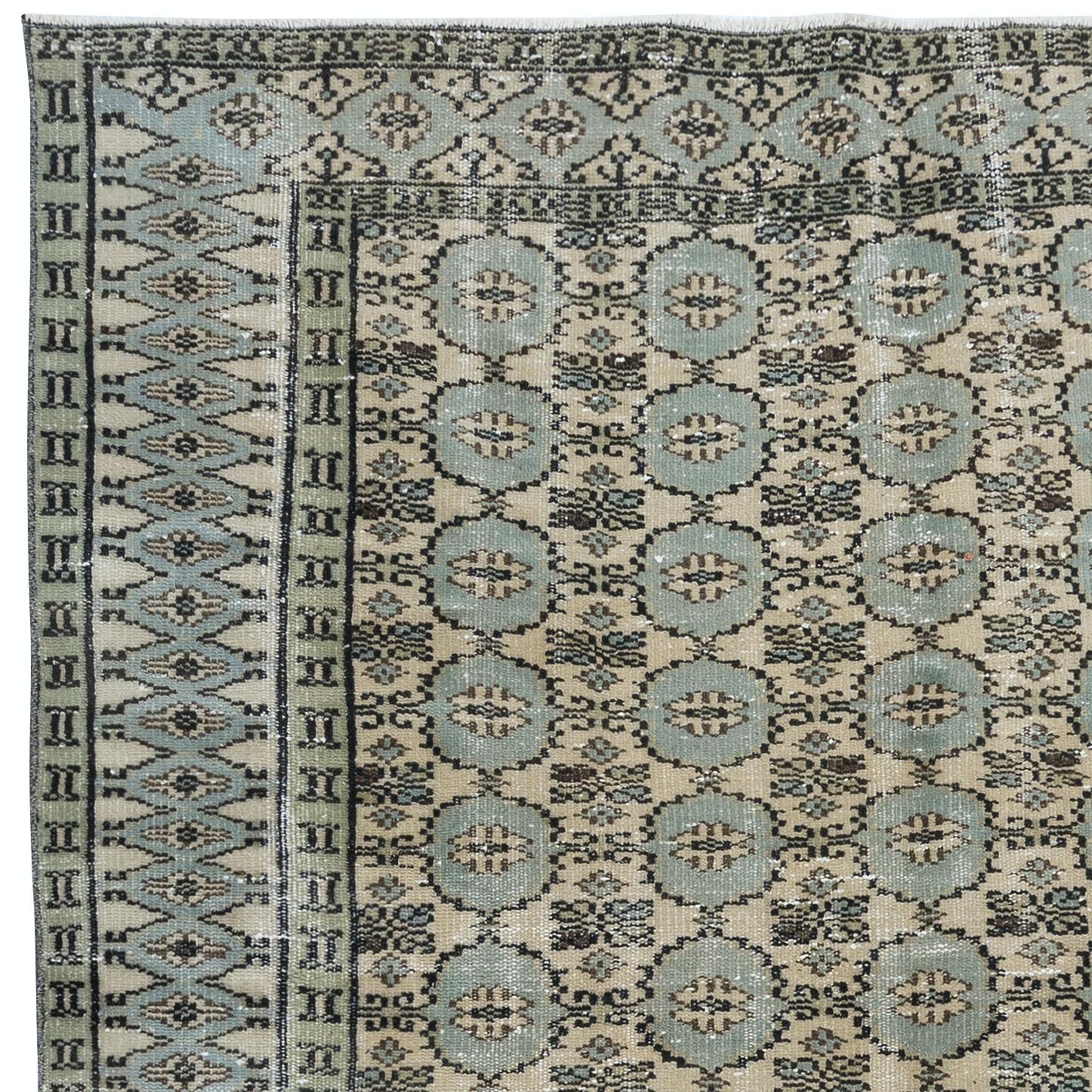 Tessuto a mano Tappeto Oushak turco vintage fatto a mano 6x9 Ft per la casa di campagna e l'arredamento rustico in vendita