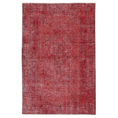 6x9 Ft Vintage Handmade Türkische Wolle Bereich Teppich Redyed in Rot für moderne Interieurs