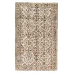 6x9 Ft Retro Oushak Area Rug in Soft, Muted Colors, Wool Hand Knotted Carpet