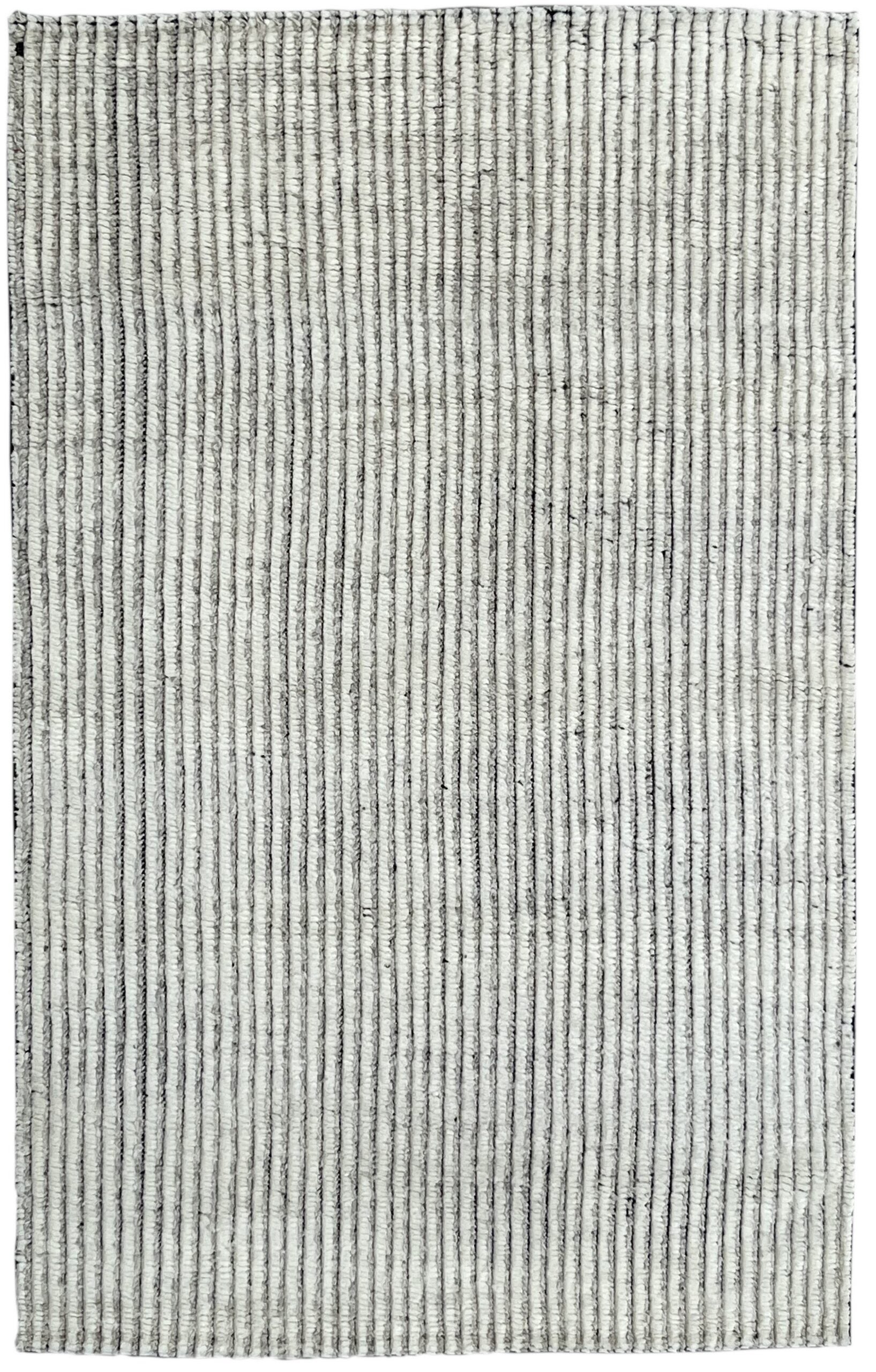 6x9 Graceful Vibrant Ivory Geometric Modern Hand Knotted Wool Carpet Rug For Sale