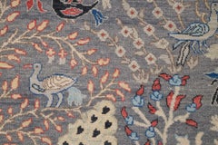 6x9 Gray Birds And Peacocks Garden Hand Knotted Wool Rug ( JC-8625 )