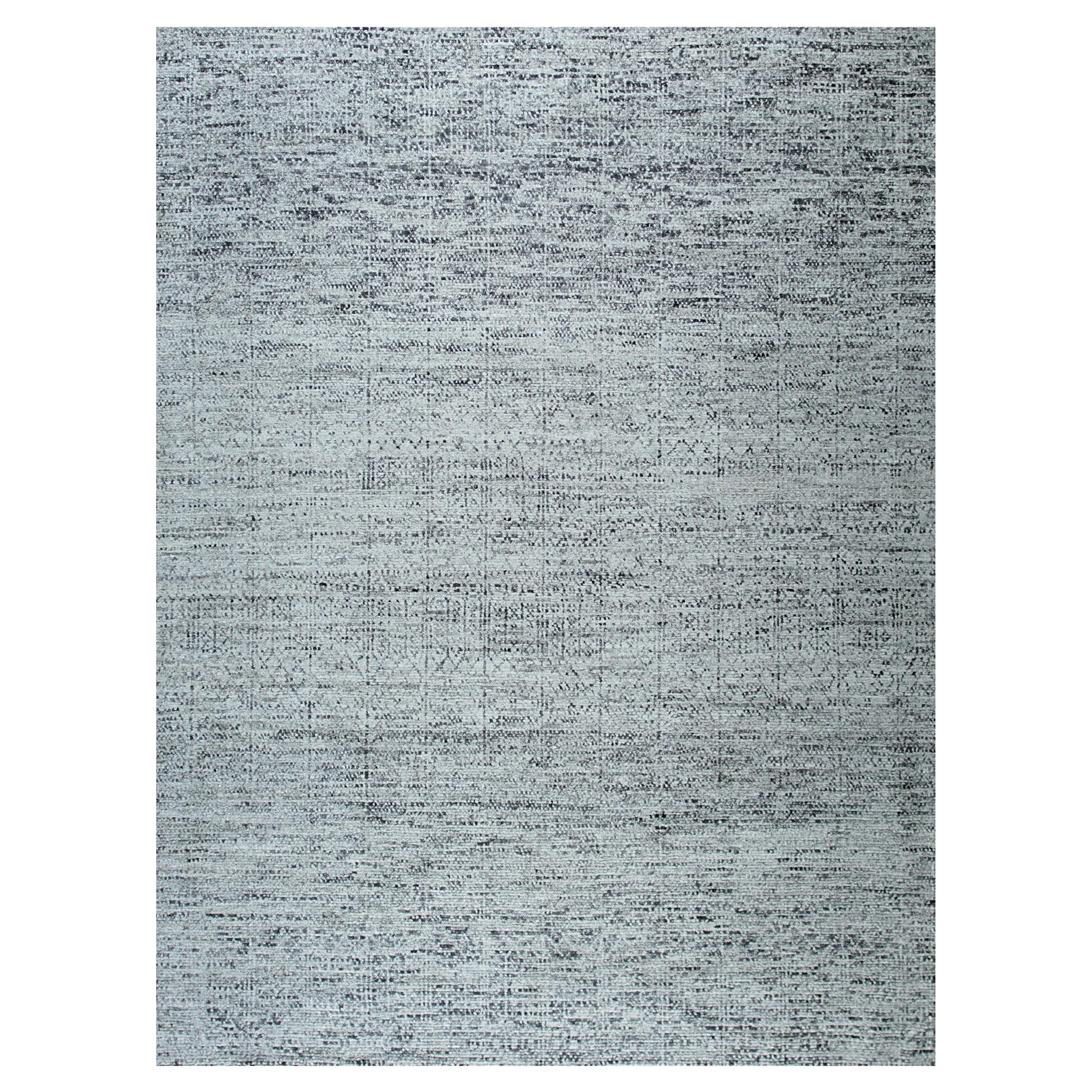 Tappeto moderno 6x9 grigio annodato a mano in seta solida a trama sottile