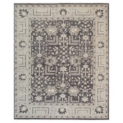 6x9 Gray Hand-Knotted Wool Floral Scepter Geometric Modern Carpet Rug