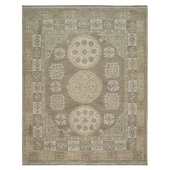 6x9 Gray Hand-Knotted Wool Rosette Medallion Geometric Modern Carpet Rug