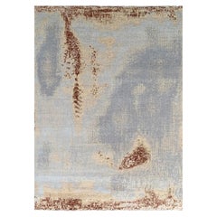 6x9 Gray Hand-Knotted Wool Sky Washed Texture Abstract Modern Carpet Rug (Tapis de moquette gris noué à la main)