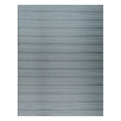 6x9 Gray Hand-Knotted Wool Striated Bands Geometric Modern Carpet Rug