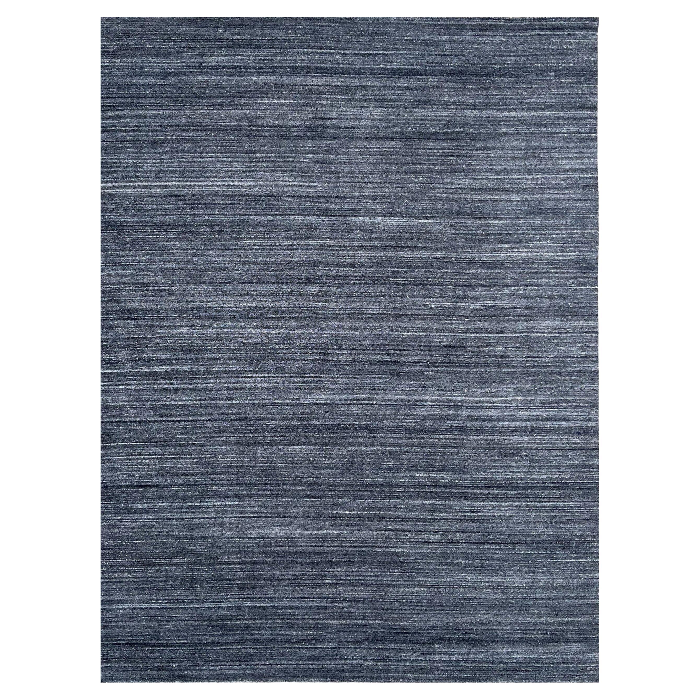 6x9 Gray Hand-Knotted Wool Striated Texture Geometric Modern Carpet Rug