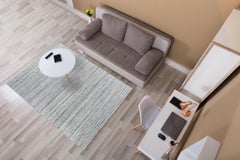 6x9 Gray Hand-Knotted Wool Striated Textured Look Geometric Modern Carpet Rug