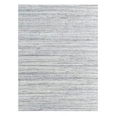 6x9 Gray Hand-Knotted Wool Striated Textured Look Geometric Modern Carpet Rug