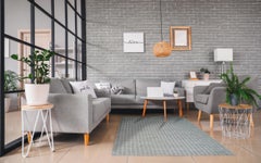6x9 Gray Hand-Knotted Wool Subtle Striped Geometric Modern Carpet Rug