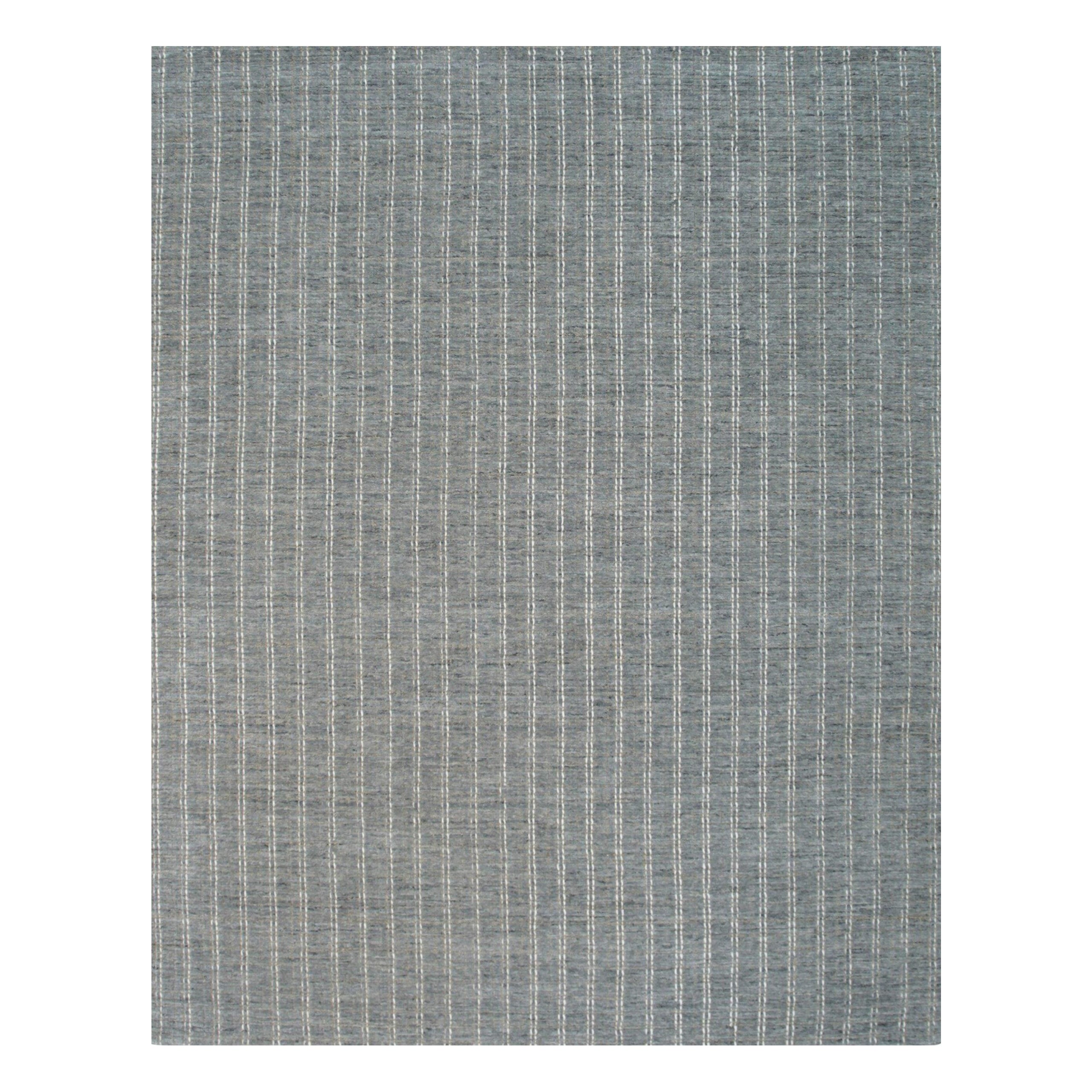 6x9 Gray Hand-Knotted Wool Subtle Striped Geometric Modern Carpet Rug