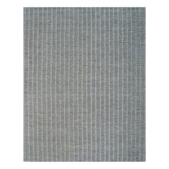 6x9 Gray Hand-Knotted Wool Subtle Striped Geometric Modern Carpet Rug