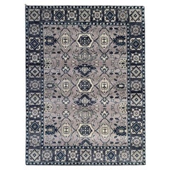 6x9 Gray Hand-Knotted Wool Symmetrical Floral Classic Traditional Carpet Rug