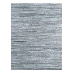 6x9 Gray Hand-Knotted Wool Textured Striated Geometric Modern Carpet Rug