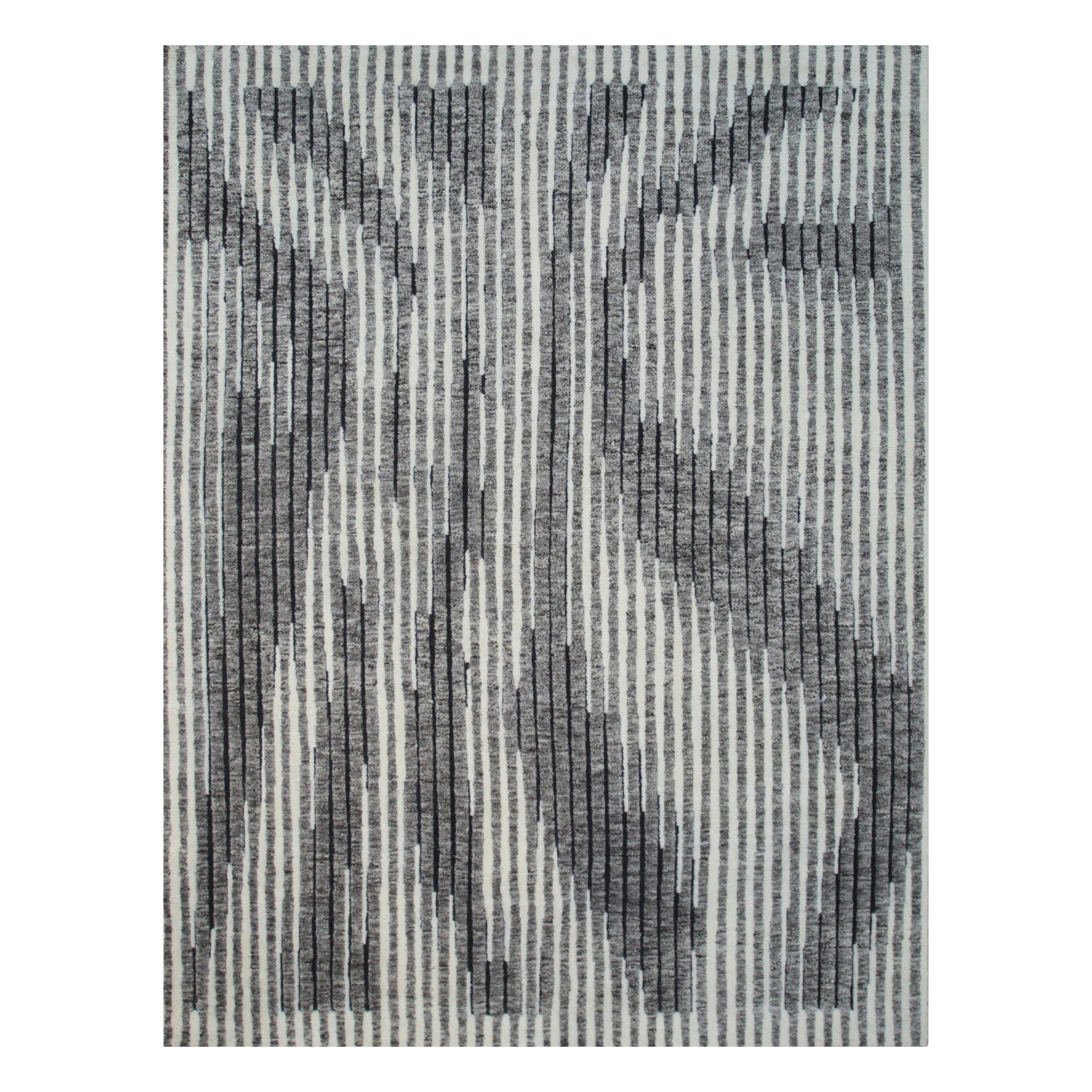 6x9 Gray Hand-Knotted Wool Vertical Shifting Sands Abstract Modern Carpet Rug