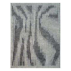6x9 Gray Hand-Knotted Wool Vertical Shifting Sands Abstract Modern Carpet Rug