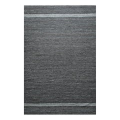 6x9 Gray Handwoven Wool Linear Banded Geometric Modern Carpet Rug