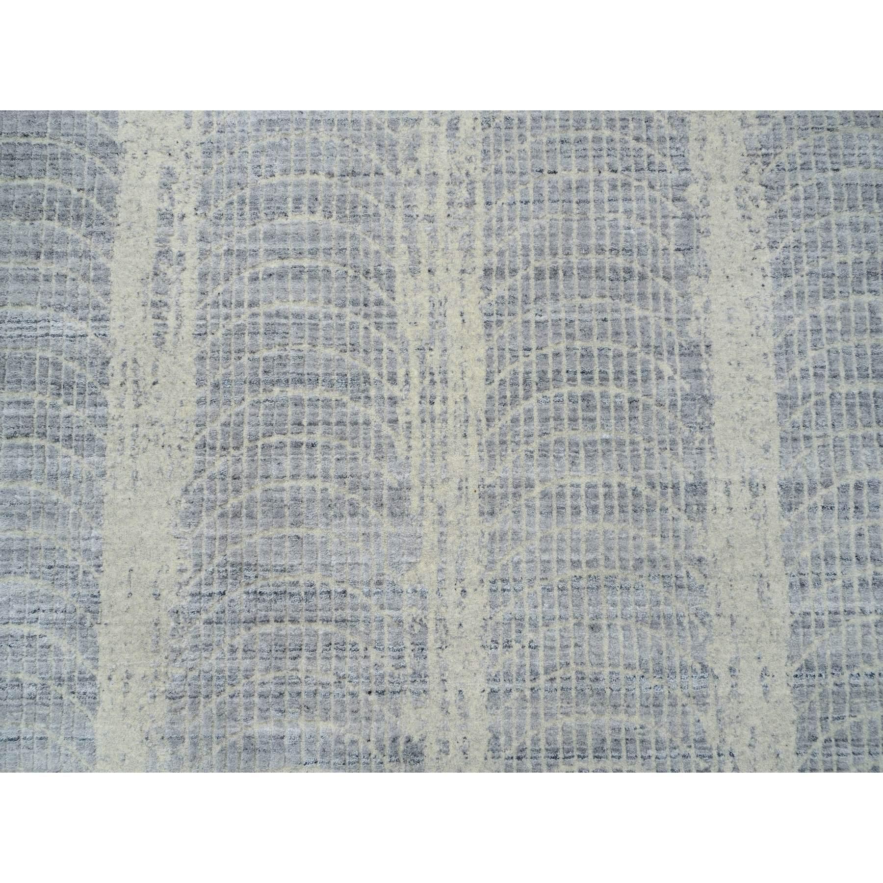 6'x9' Gris, Jacquard tissé à la main, laine et soie végétale, tapis en vente 1