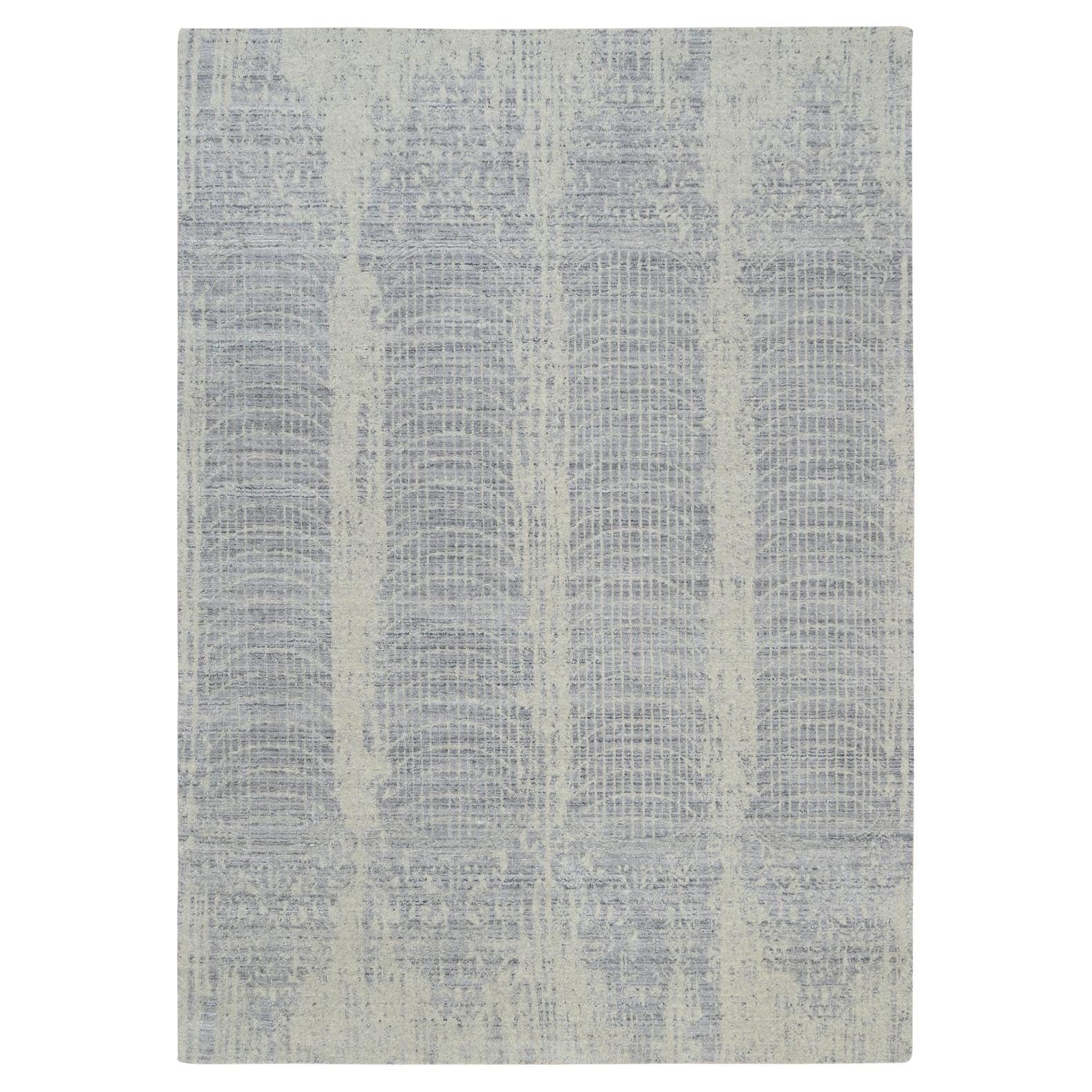 Tappeto Jacquard 6
x9
 grigio, lavorato a mano, in lana e seta vegetale