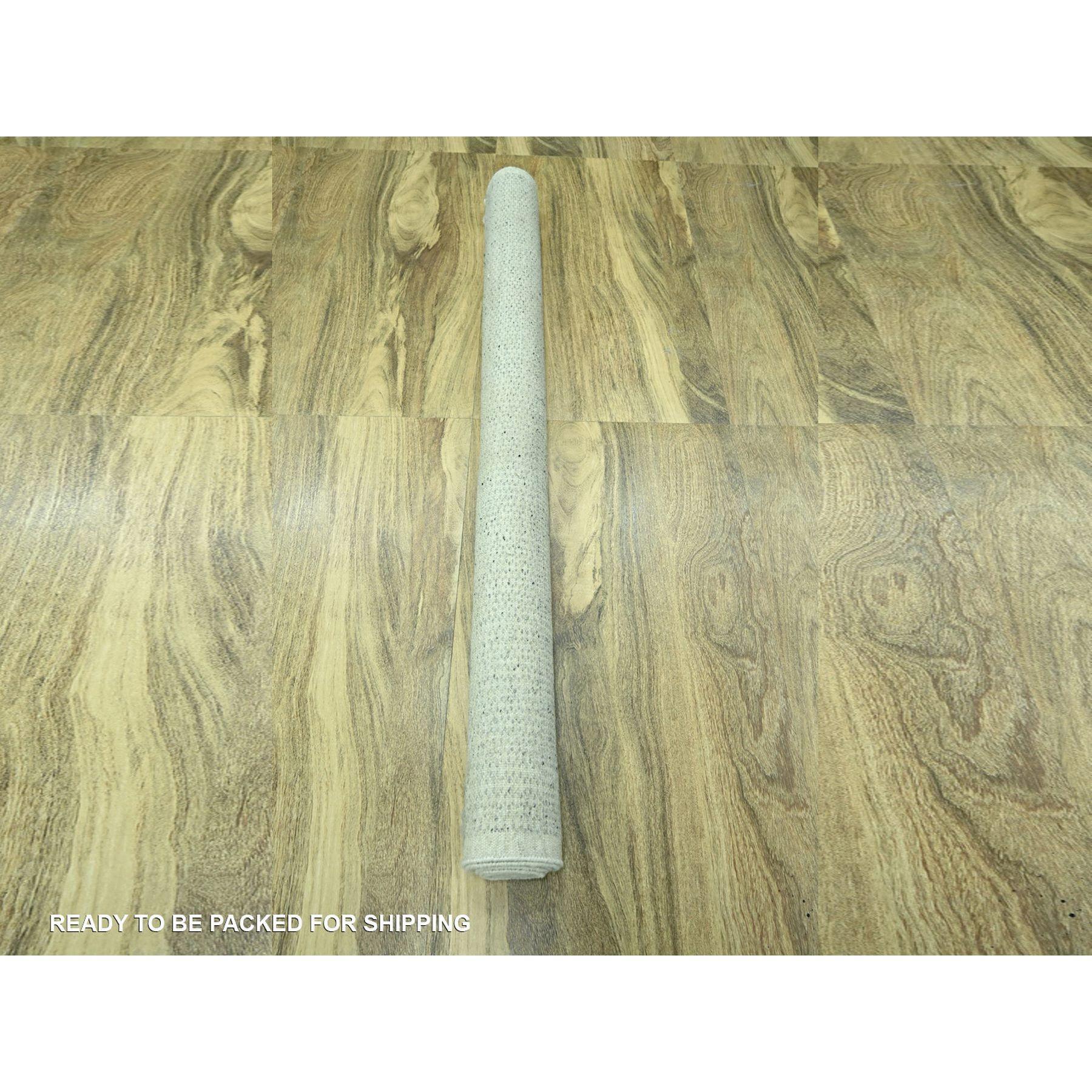 6'x9' Tappeto grigio ossidato e con disegno di erba invecchiata annodato a mano in pura lana in vendita 1