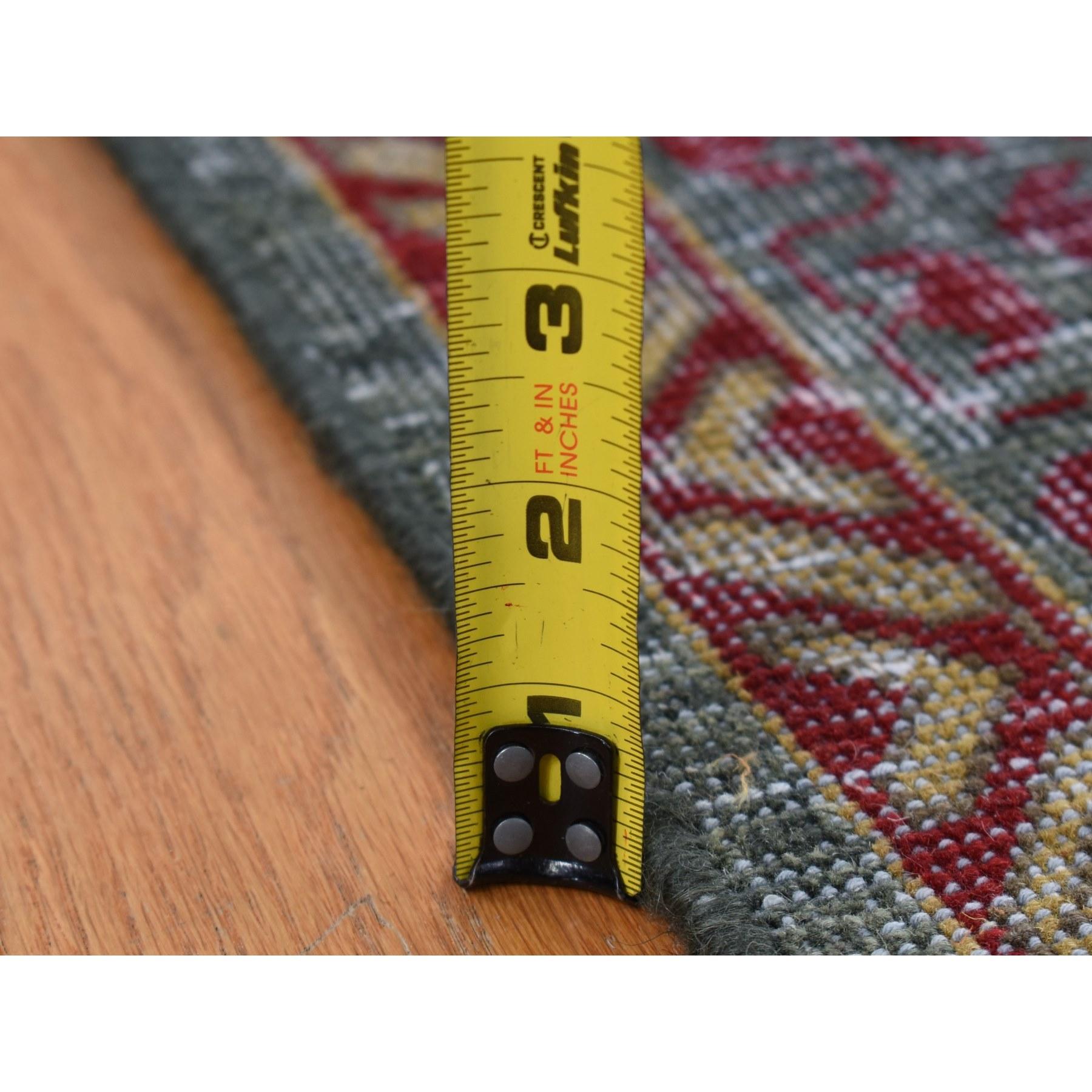 6'x9' Vert, Mamluke Vintage, Zero Pile, Laine usée, Tapis noué à la main en vente 3