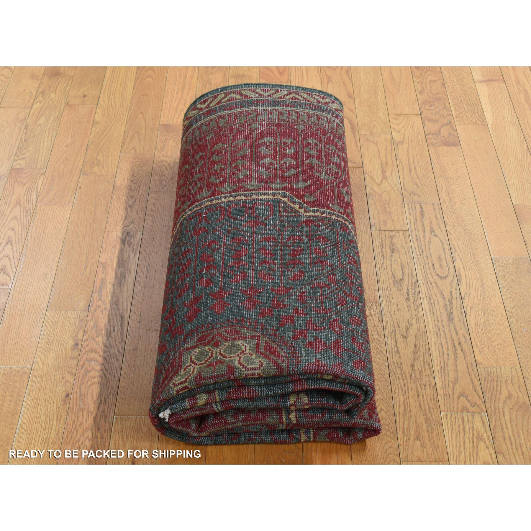 6'x9' Vert, Mamluke Vintage, Zero Pile, Laine usée, Tapis noué à la main en vente 2