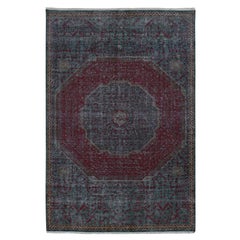 6'x9' Vert, Mamluke Vintage, Zero Pile, Laine usée, Tapis noué à la main