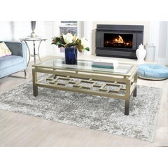 6'x9' Grey Broken Persian Design Wool And Pure Silk Hand Knotted Oriental Rug