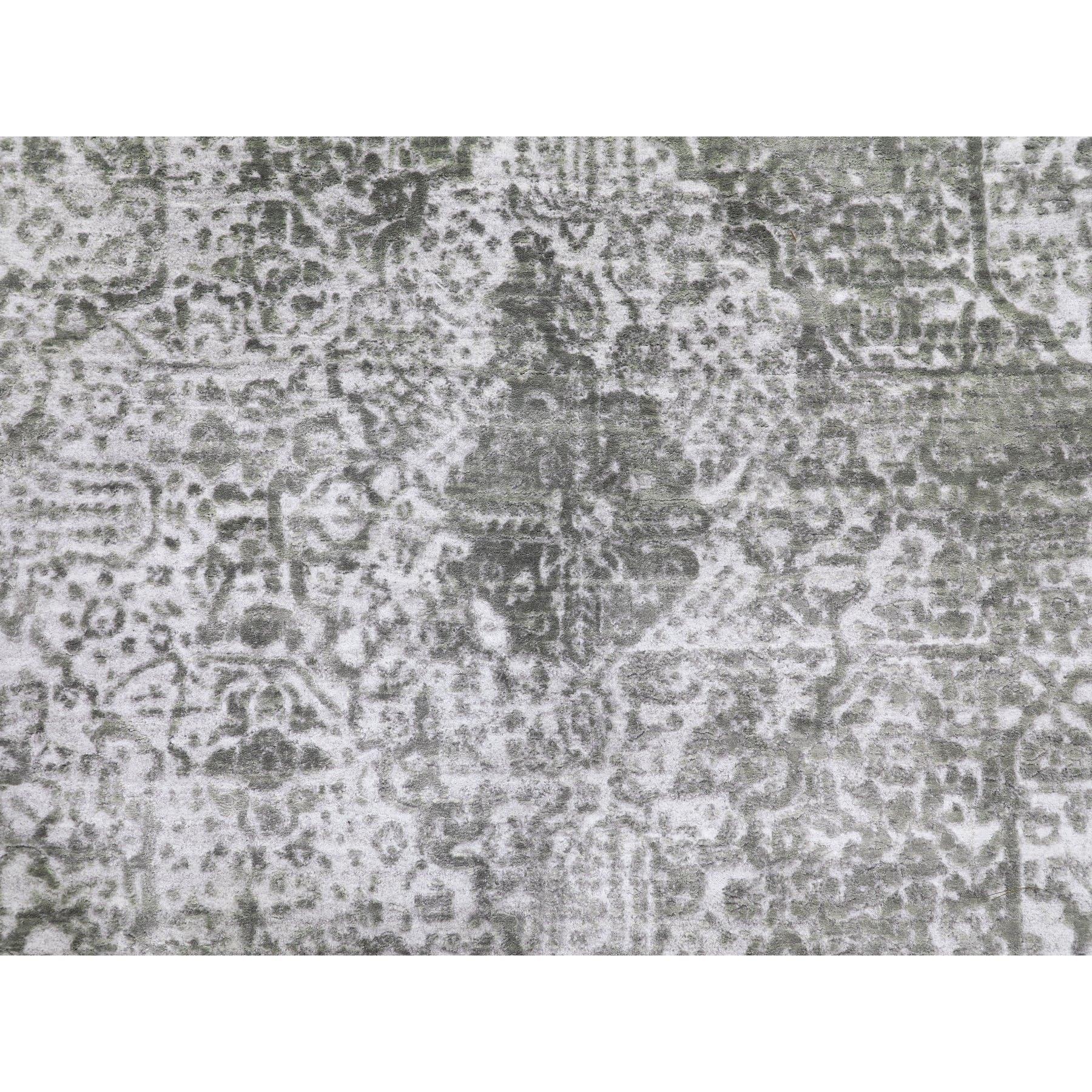 6'x9' Grauer handgeknüpfter orientalischer Teppich aus Wolle und reiner Seide in Broken-Persischem Design im Angebot 2
