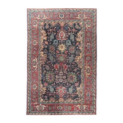 6x9 Hand-Knotted Afghan Serapi Tribal Wool Rug, Charcoal & Rust Field