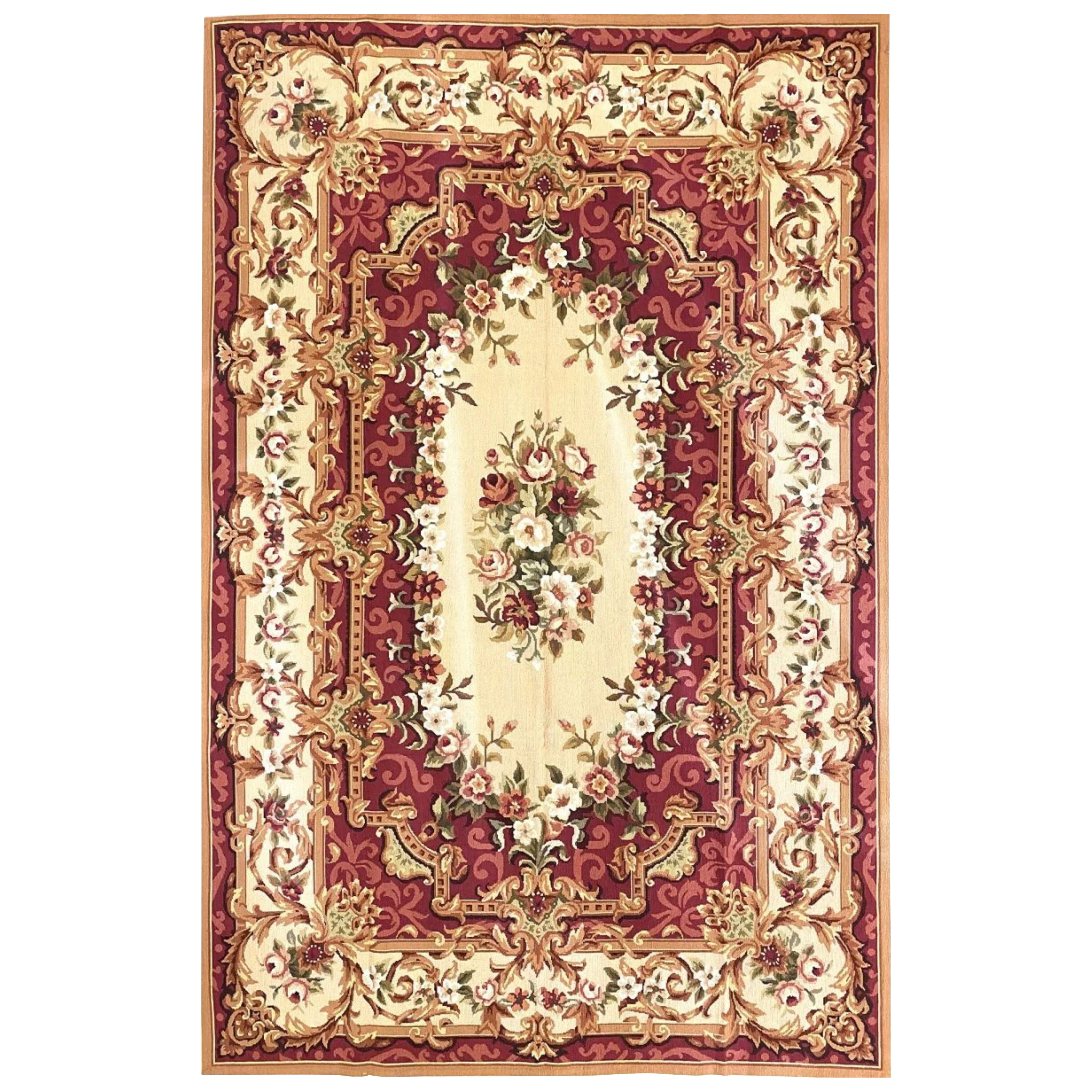 6x9 Hand Knotted French Style Needlepoint Area Rug with Elegant Floral Design