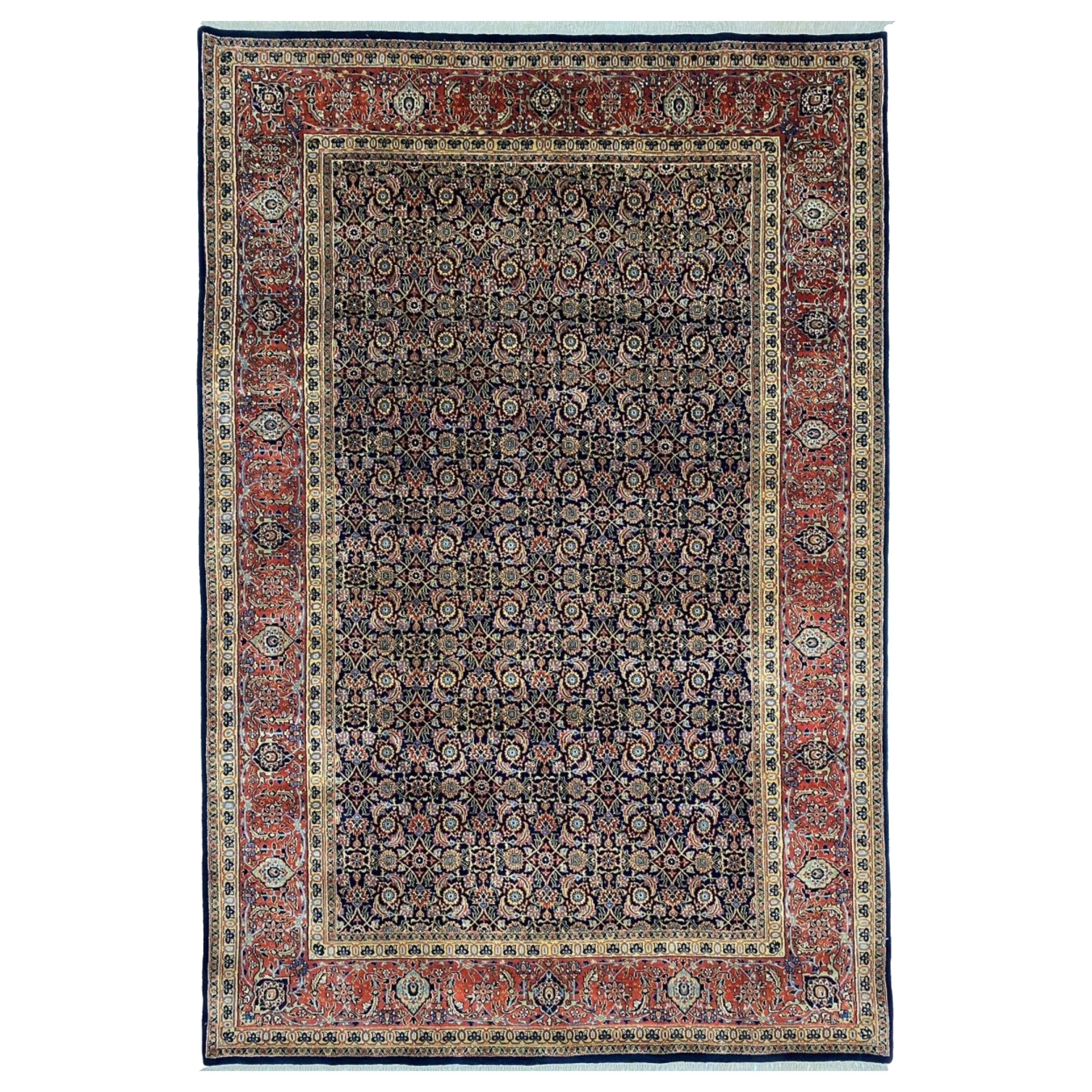 6x9 Hand Knotted Herati Style Area Rug, Wool Geometric Floral Design