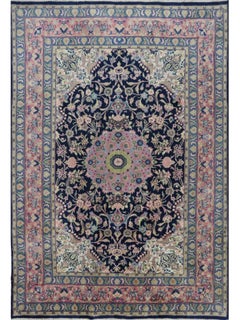 “6x9 Hand-Knotted Old Wool Sarouk-Style Area Rug, Medallion Design