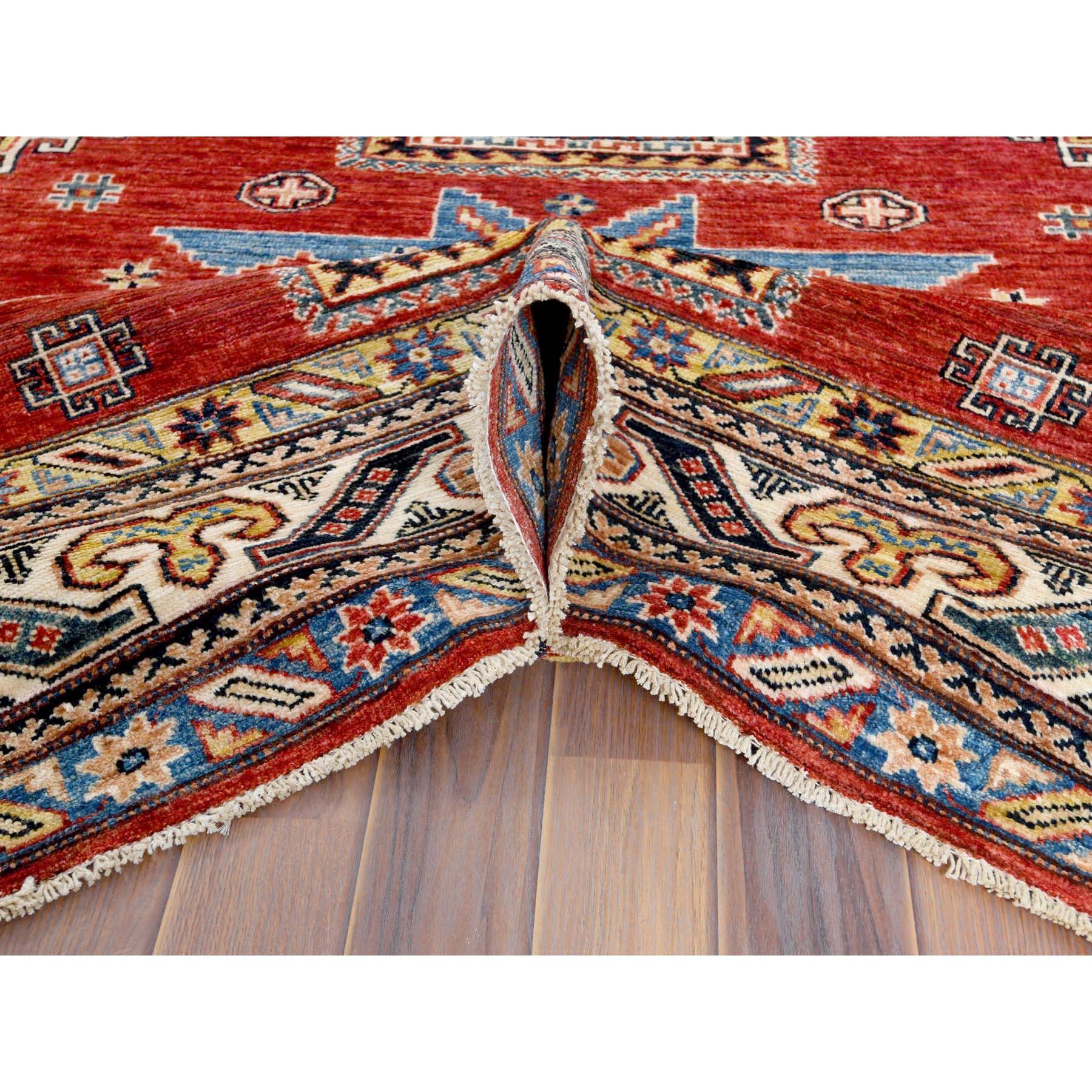 6'x9' Hand Knotted Rich Red Afghan Super Kazak Pure Wool Oriental Rug en Nuevo estado para la venta en Carlstadt, NJ