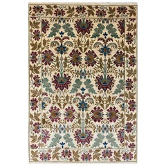 Tappeto 6x9 Annodato a mano in stile spagnolo - Disegno floreale in lana