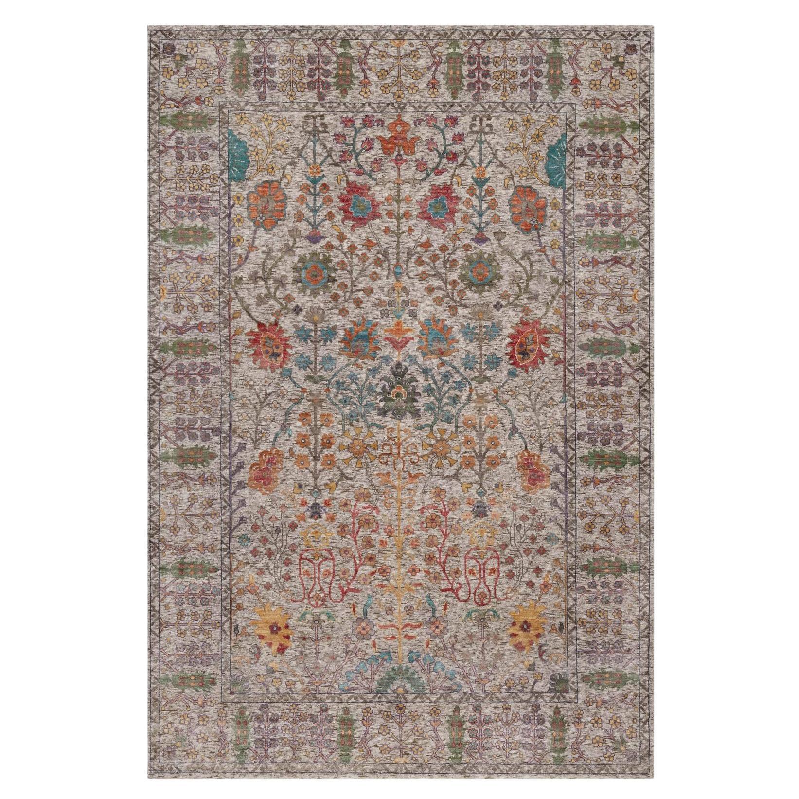 6
x9
Ivory-Brown Vase Design Silk and Textured Wool Hand Knotted Rug