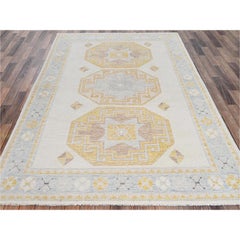 Alfombra de lana pura tejida a mano con nudo turco «Ivory Cloudbank Kazak», de 1,80 m x 2,70 m
