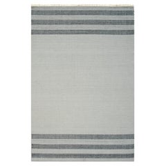 6x9 Ivory Flat Weave Wool Subtle Linear Texture Geometric Modern Carpet Rug