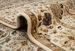 6x9 Ivory Gold Persian Kerman Sickle Hand Knotted Wool Rug ( G-13553 )