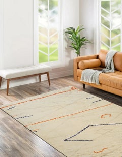 6x9 Ivory Hand-Knotted Wool Abstract Lineage Geometric Modern Carpet Rug