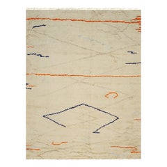 6x9 Ivory Hand-Knotted Wool Abstract Lineage Geometric Modern Carpet Rug